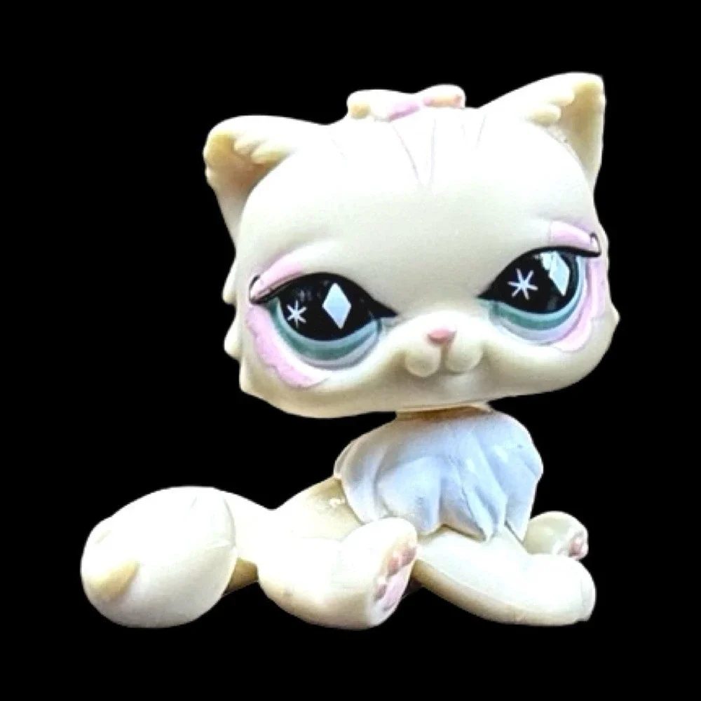 Littlest Pet Shop 723/Persian Cat/Lps Yellow/Lps Diamond Eyes/Tail Waggin' Club